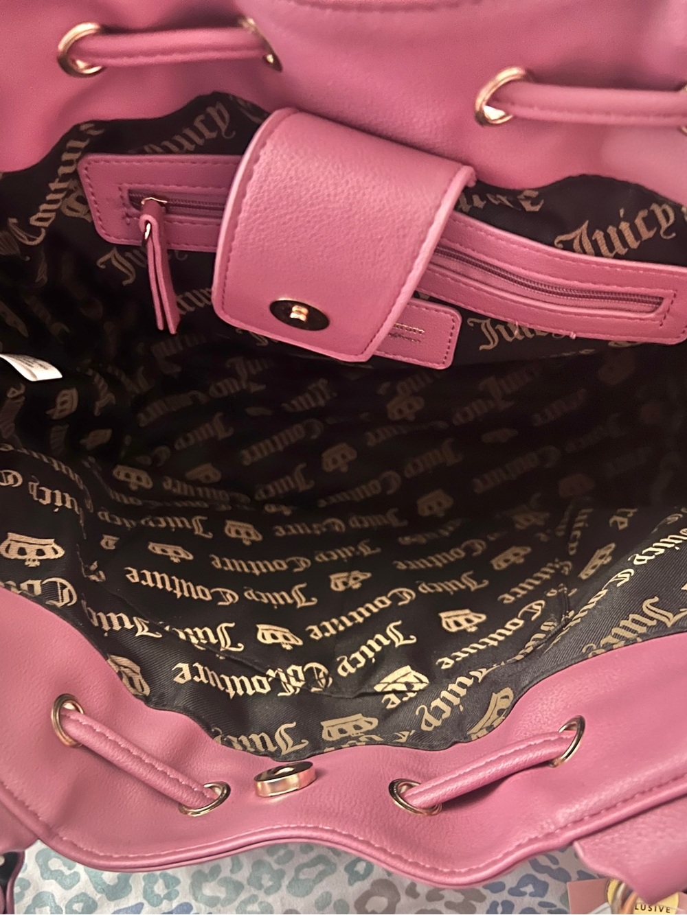 New Maroon Pink Juicy Couture Purse Velour Tote Bag Daydreamer Quilted Handbag - Picture 3 of 4